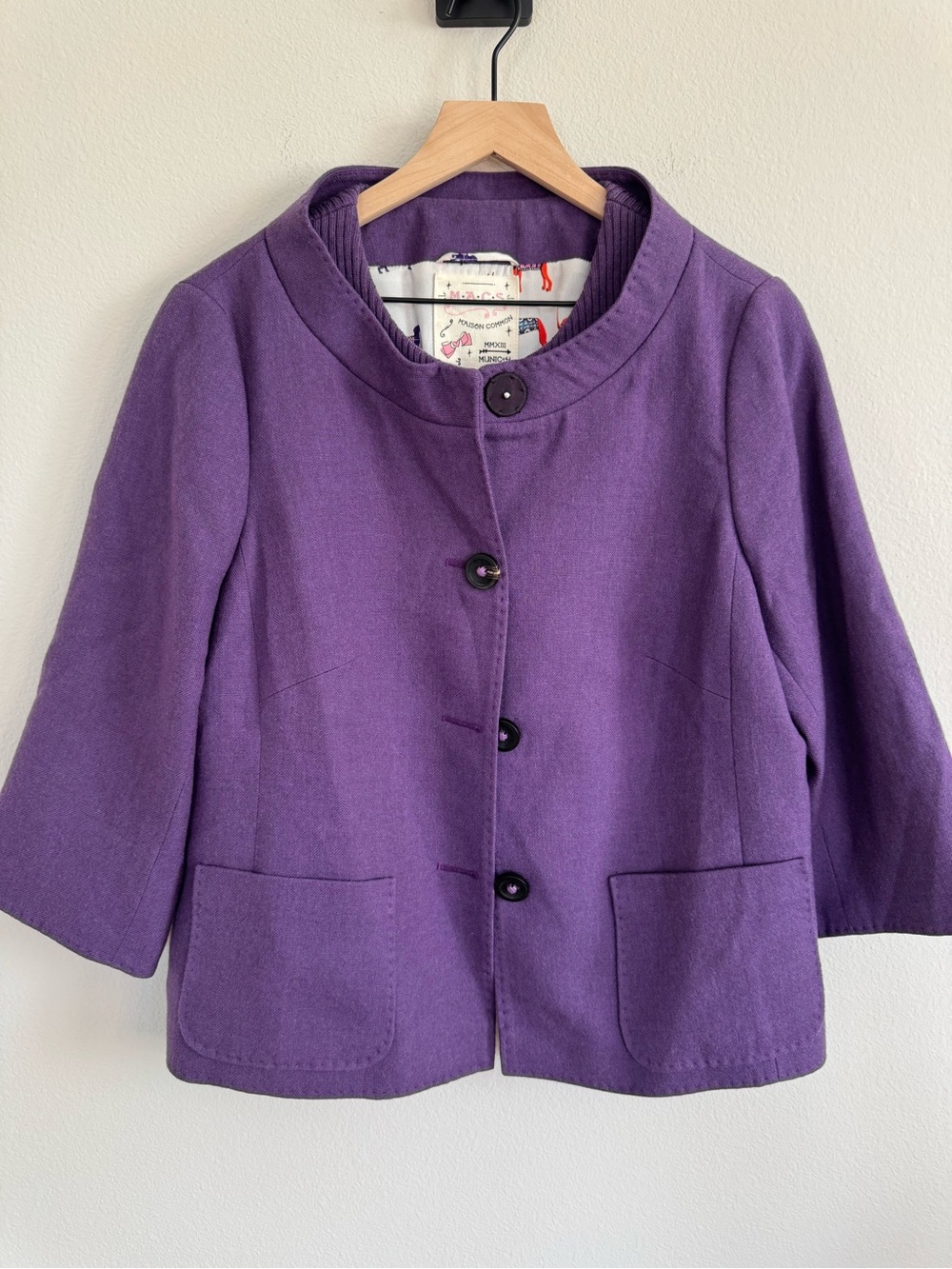 Mac’s Maison Common Purple 100% Wool Jacket German Designer Lagenlook 44